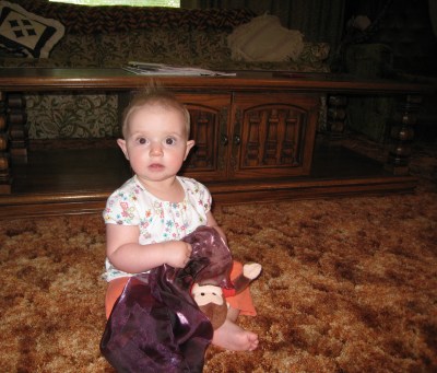 playing with the monkey and the cloth