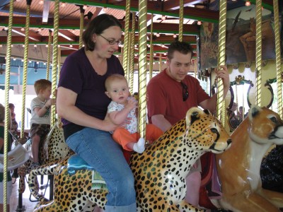posing on the carousel
