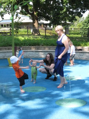 playing in the fountain