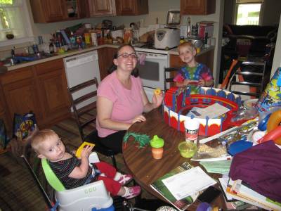 colin and lissa and kivrin building the playmobile circus