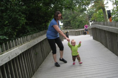 kivrin walking happily at the zoo