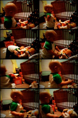 playing with her dolls