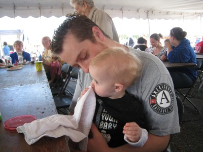 wiping her own nose at cider days